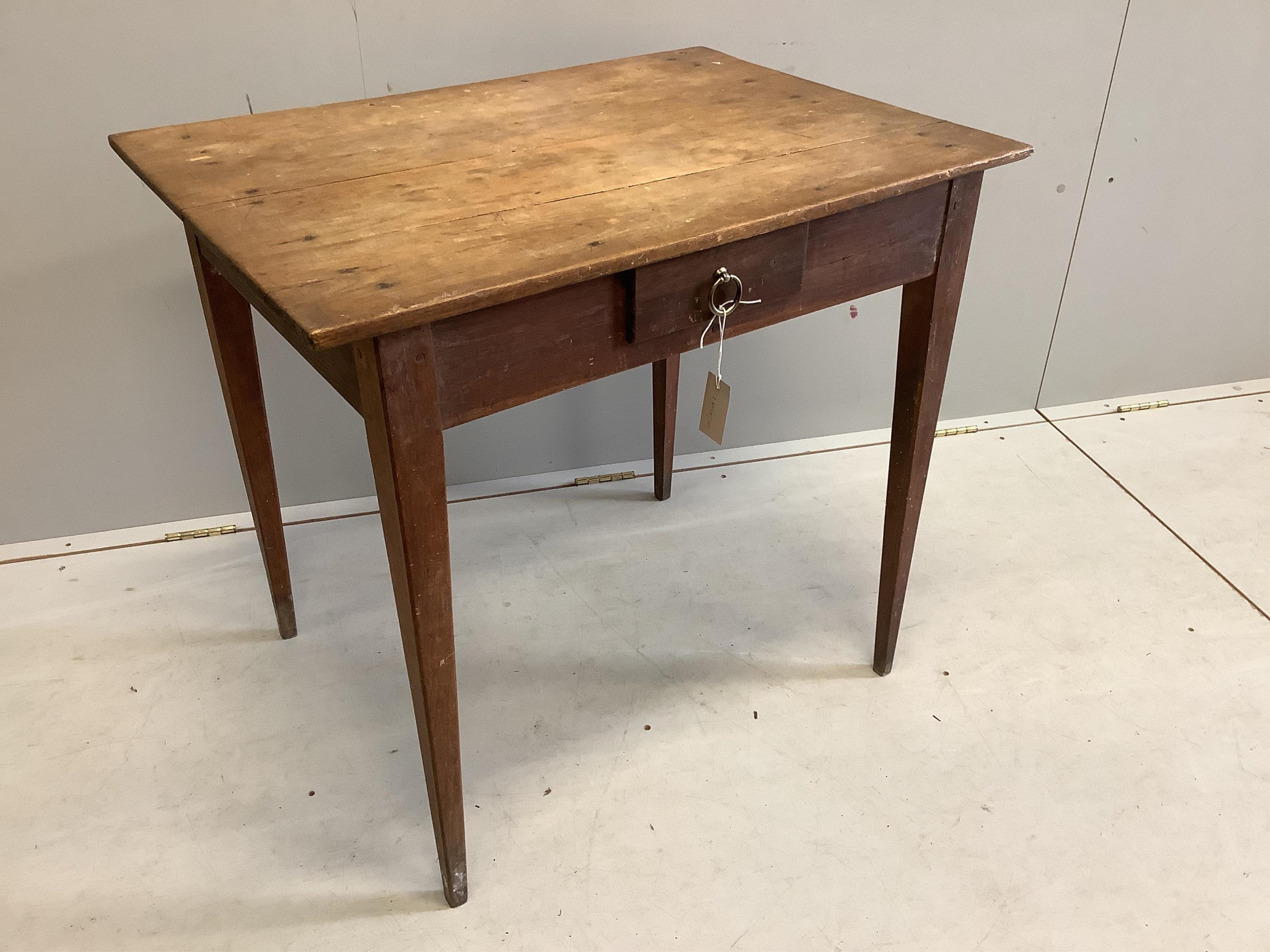 A 19th century French side table, width 80cm, depth 59cm, height 74cm. Condition - fair